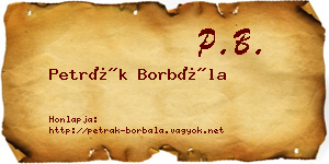 Petrák Borbála névjegykártya