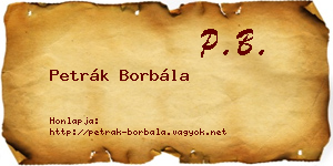 Petrák Borbála névjegykártya